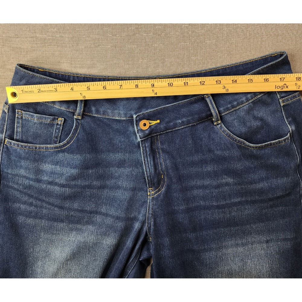 Halara Wide Leg Jeans Womens Large Tall Blue Denim Crossover Waist NWT 02710762 - Picture 6 of 11